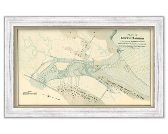 GREEN HARBOR, MARSHFIELD, Massachusetts 1897 Map Colored Reproduction