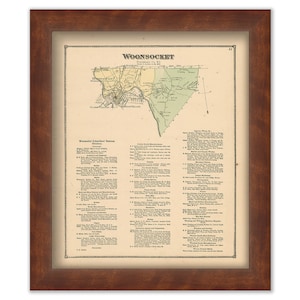 WOONSOCKET, Rhode Island 1870 Map