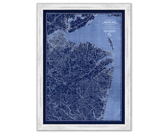 MONMOUTH SHORE, New Jersey  -  1888 Topographical Map Blueprint