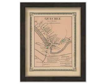 Quechee, Windsor County, Vermont 1869 Map - Replica print