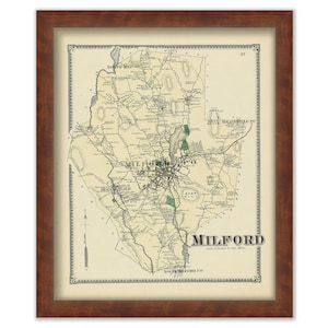 Town of MILFORD, Massachusetts 1870 Map