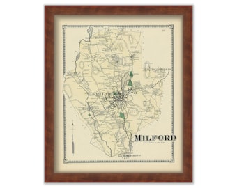 Town of MILFORD, Massachusetts 1870 Map