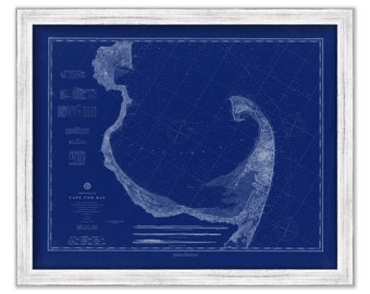 CAPE COD BAY, Massachusetts - 1872 Nautical Chart Blueprint