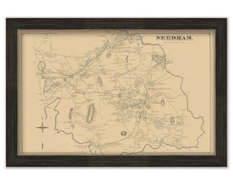 Town of NEEDHAM, Massachusetts 1876 Map - Replica or GENUINE ORIGINAL