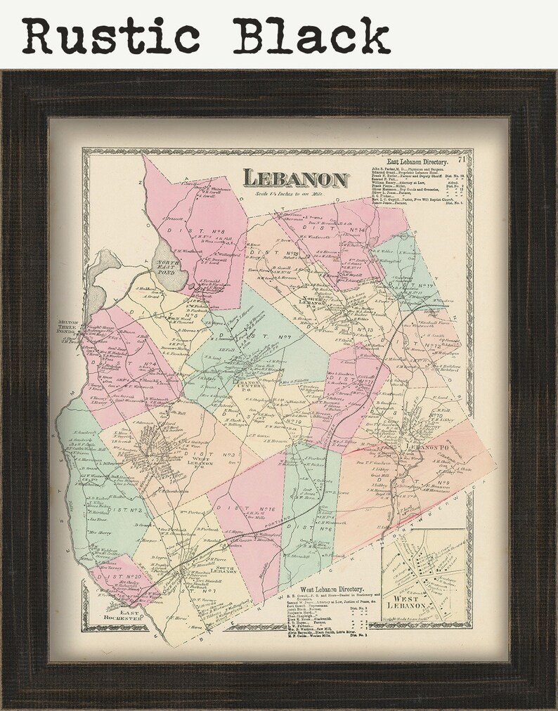 Town of LEBANON Maine 1872 Map Etsy