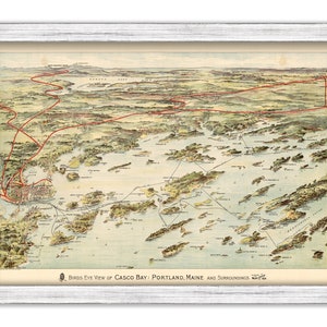 CASCO BAY, Maine - Bird&#39;s Eye View published in 1906