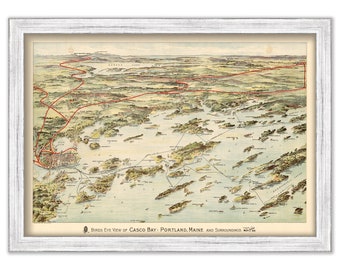 CASCO BAY, Maine - Bird's Eye View published in 1906