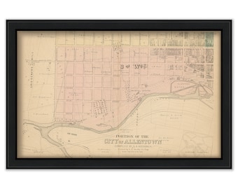 ALLENTOWN, Pennsylvania 1876 Map - Replica or Genuine Original