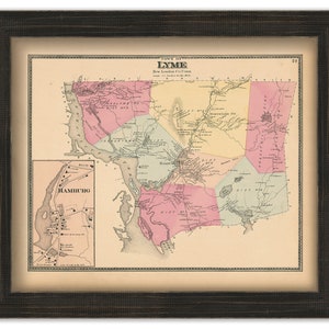 LYME, Connecticut, 1868 Map - Etsy