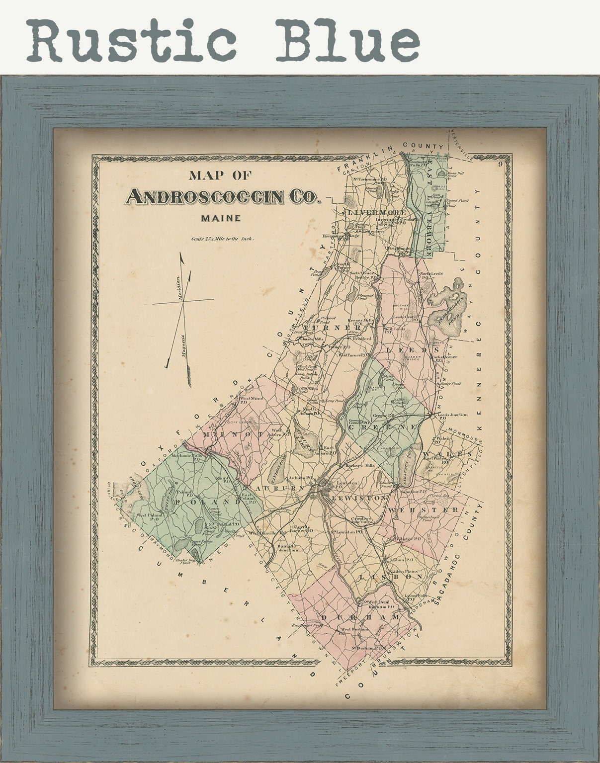 ANDROSCOGGIN County Maine 1873 Map Replica or GENUINE Etsy