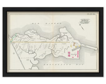 DORCHESTER, Massachusetts 1889 map, Plate 33 -  Columbia Point  - Replica or GENUINE ORIGINAL