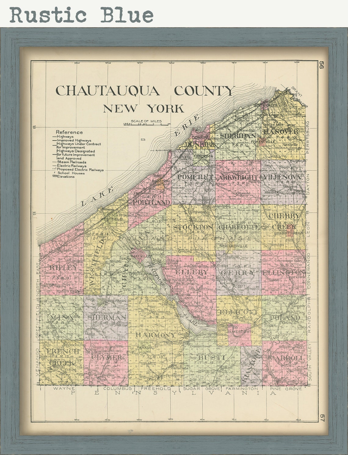 CHAUTAUQUA County New York 1912 Map Replica or GENUINE Etsy