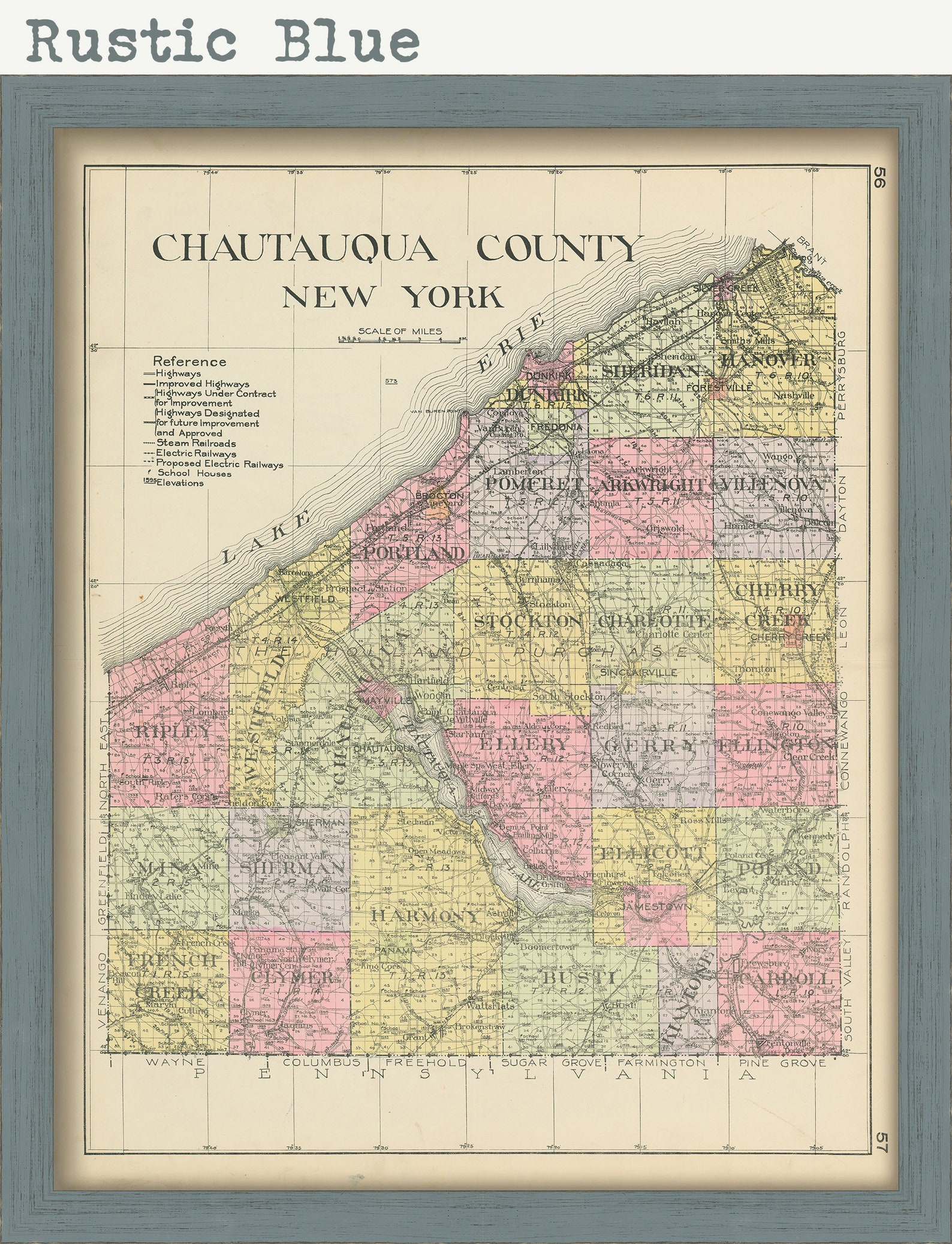 CHAUTAUQUA County New York 1912 Map Replica or GENUINE Etsy