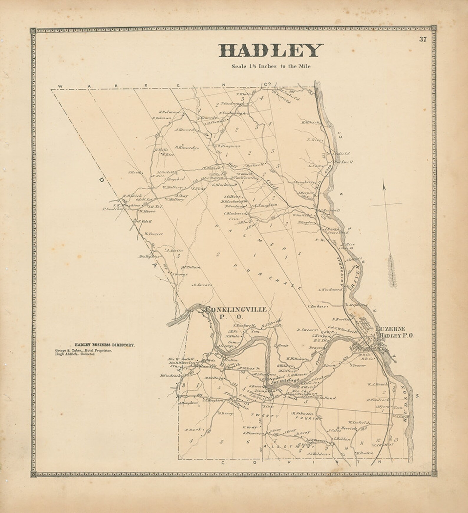 HADLEY New York 1866 Map Replica or GENUINE ORIGINAL Etsy