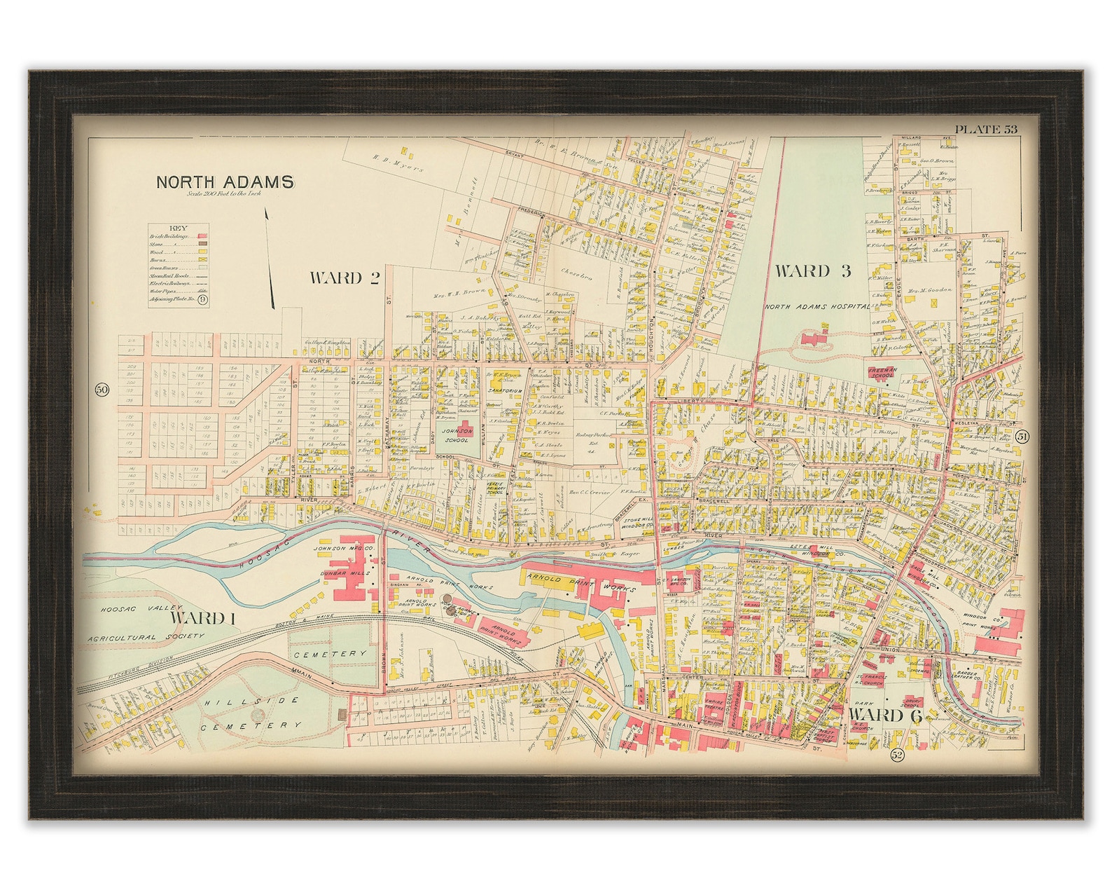 Village of NORTH ADAMS Massachusetts 1904 Map Replica or - Etsy