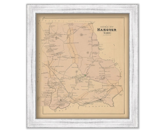 Map Of Hanover Ma Hanover Massachusetts 1879 Map Replica Or Genuine Original - Etsy