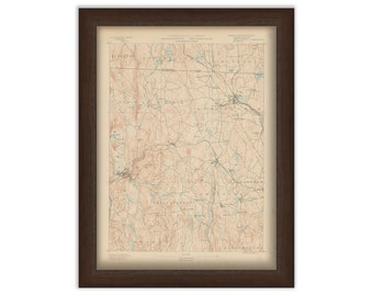 Winchester, Phillipston, Royalston and Templeton, Massachusetts 1890 - Topographic Map - Replica and Genuine Original
