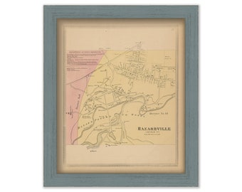 Hazardville, ENFIELD, Connecticut, 1869 Map, Replica or GENUINE ORIGINAL