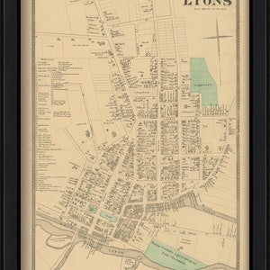 Village of LYONS, New York 1874 Map, Replica and GENUINE ORIGINAL image 7