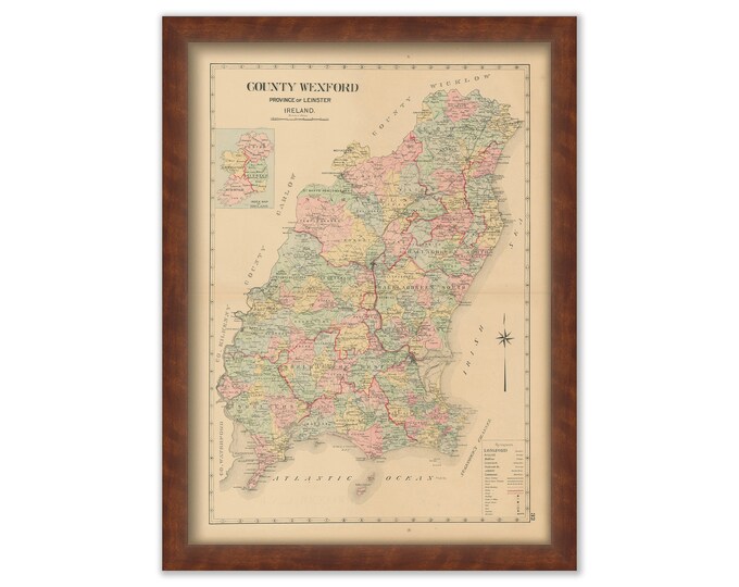 COUNTY WEXFORD, Ireland 1901 Map - Replica or GENUINE Original