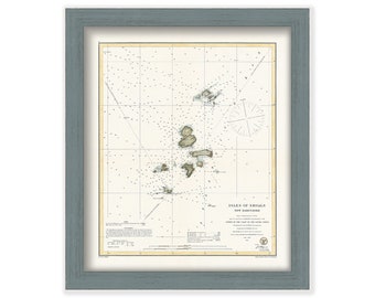 Isles of Shoals, New Hampshire, Colored Nautical Chart, Originally Published in 1864