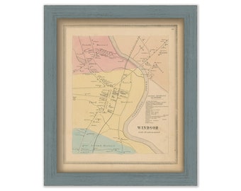 WINDSOR Village, Connecticut, 1869 Map, Replica or GENUINE ORIGINAL
