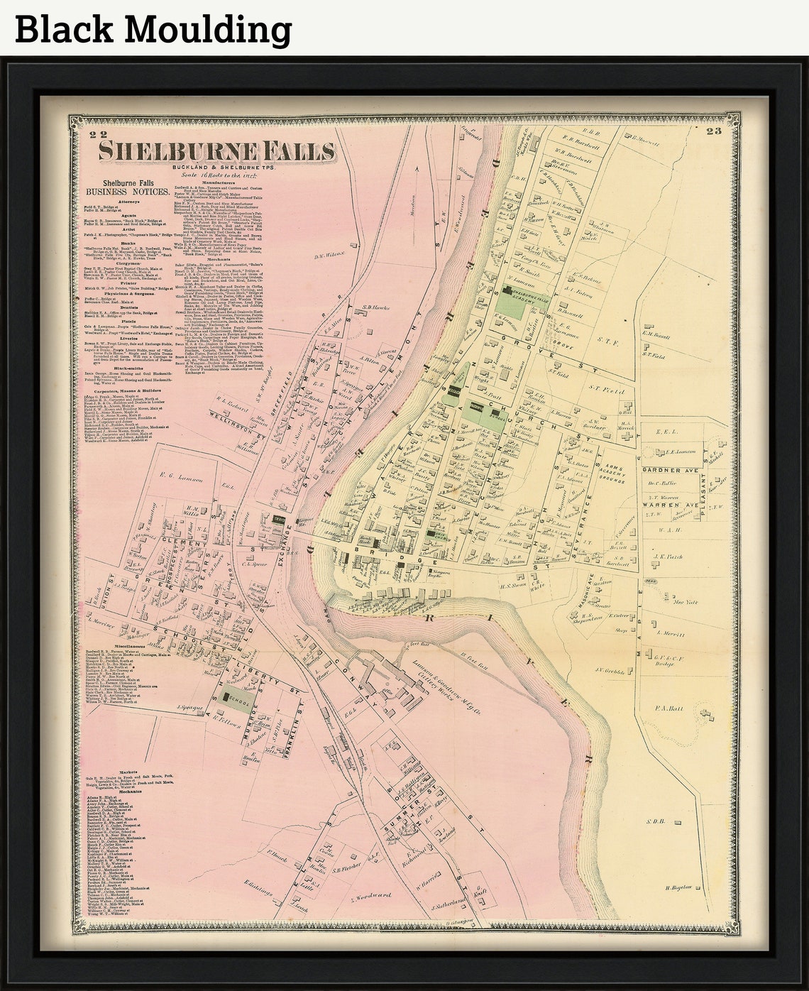 SHELBURNE FALLS Massachusetts 1871 Map Etsy