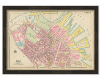 BOSTON, Massachusetts 1917 Map, Plate 7, North End, Waterfront  -  Replica or Genuine ORIGINAL