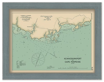 Kennebunkport and Cape Porpoise, Maine 1909 - Nautical Chart by Geo. Eldridge Colored Version