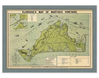 MARTHA'S VINEYARD, Massachusetts  -  Nautical Chart by Geo. Eldridge's published in 1913