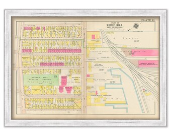 CHARLESTOWN, Massachusetts 1912 map, Plate 10 - ELM and MEDFORD Street - Replica or Genuine Original