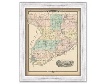 CRAWFORD COUNTY, Wisconsin 1878 Map, Replica or Genuine Original