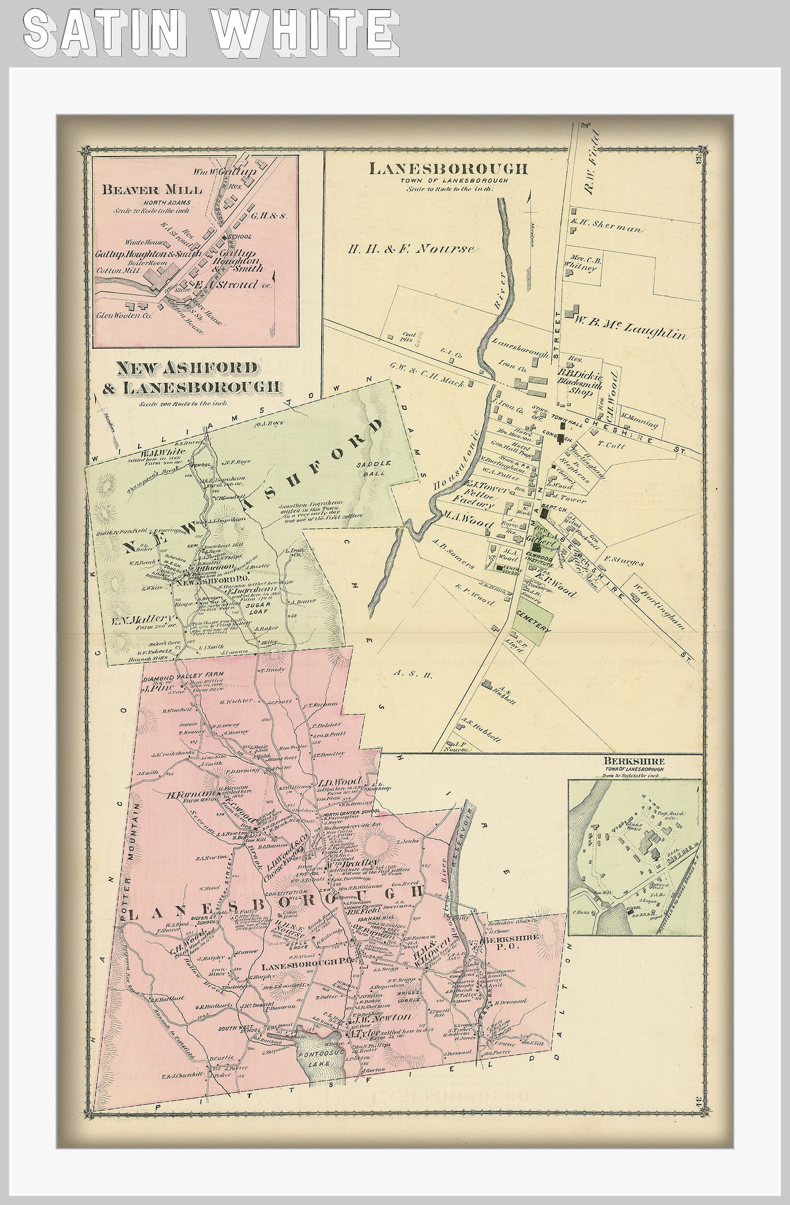 Towns of New Ashford and Lanesborough Massachusetts 1876 Etsy