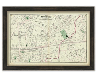 City of NEWTON, NEWTONVILLE/NONANTUM, Massachusetts 1874 Map