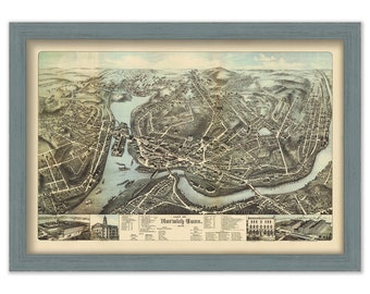 NORWICH, Connecticut, Bird's Eye View Map - 1876