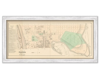 EASTON, Pennsylvania 1872 Map - Replica or Genuine Original