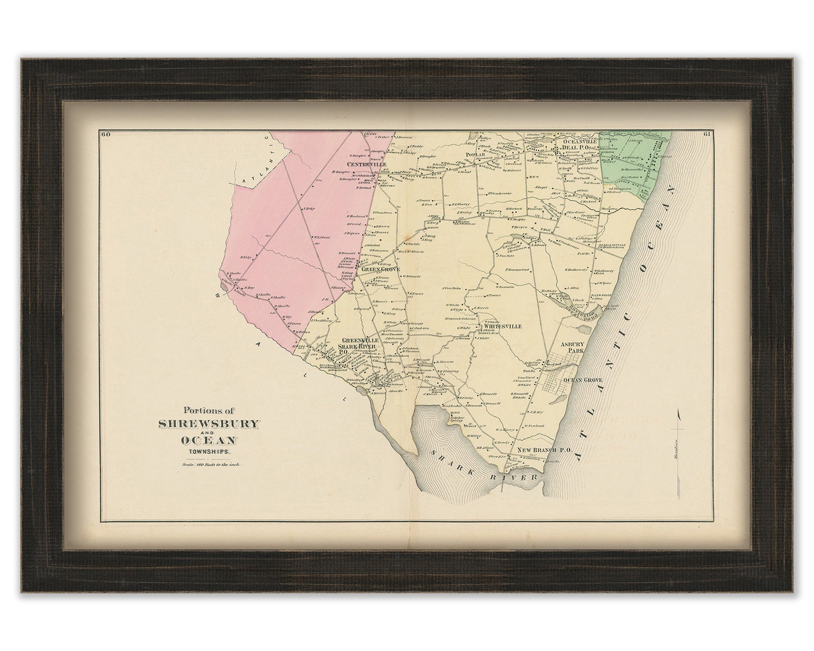 SHREWSBURY and OCEAN Townships New Jersey 1873 Map Replica Etsy