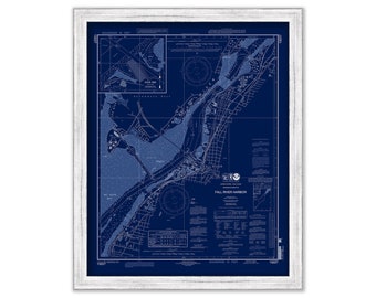 FALL RIVER HARBOR, Massachusetts - Nautical Chart Blueprint published in 2011