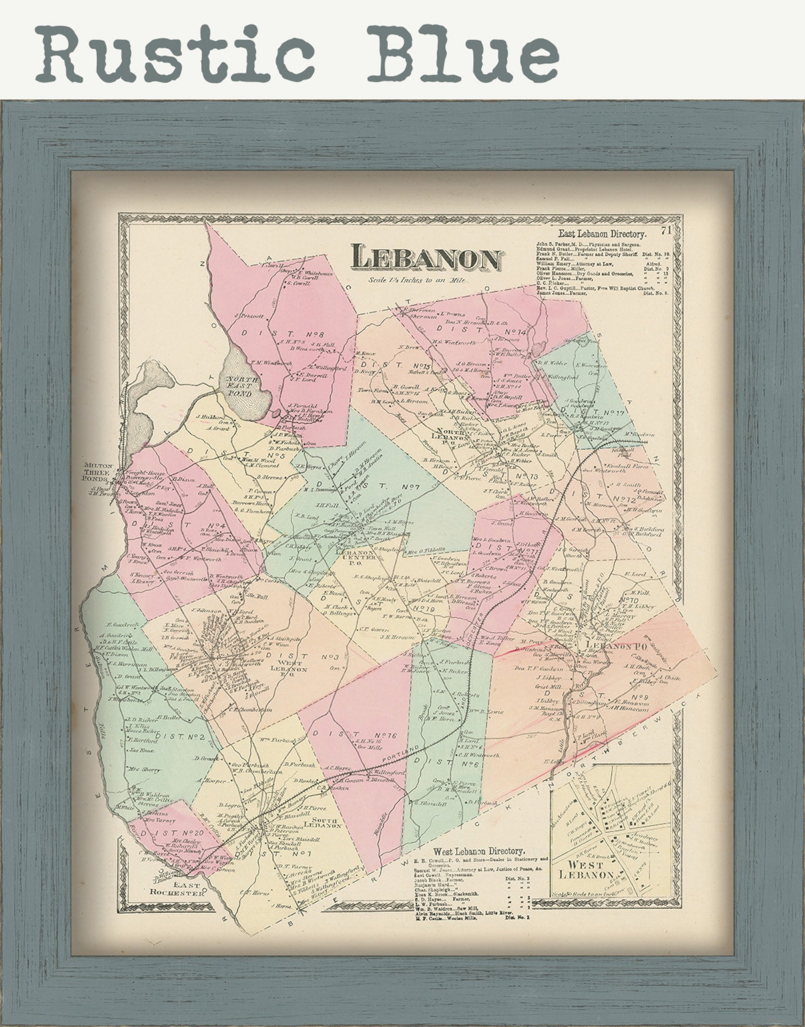 Town of LEBANON Maine 1872 Map Etsy