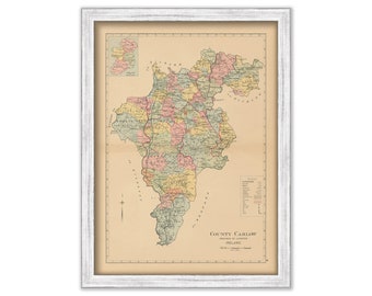 COUNTY CARLOW, Ireland 1901 Map - Replica or GENUINE Original
