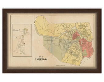 LOWELL, Massachusetts 1889 Map - Replica or Genuine ORIGINAL