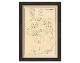 WEST HAVEN, Connecticut, 1868 Map, Replica or Genuine Original