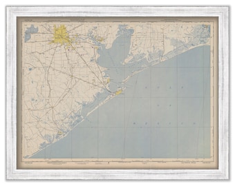 GALVESTON and HOUSTON, Texas - 1950 Nautical Chart