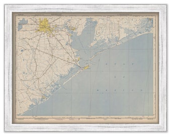 GALVESTON and HOUSTON, Texas - 1950 Nautical Chart