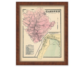 Town of GARDNER, Massachusetts 1870 Map
