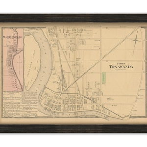 NORTH TONAWANDA, New York 1875 Map, Replica or Genuine Original