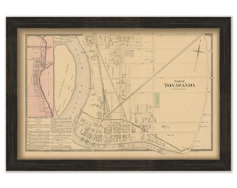 NORTH TONAWANDA, New York 1875 Map, Replica or Genuine Original