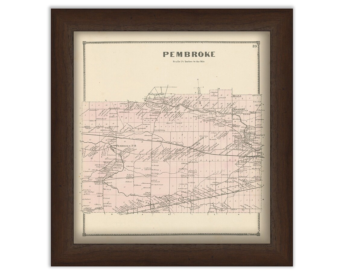 Town of PEMBROKE Genesee County New York 1866 Map Etsy