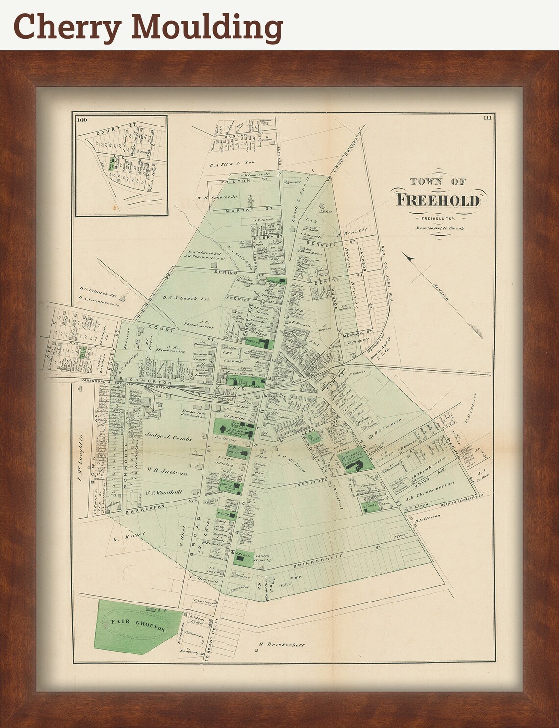 Town of FREEHOLD New Jersey 1873 Map Replica or Genuine Etsy