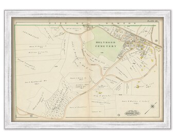 BROOKLINE, Massachusetts 1900 map, Plate 22 - Boylston St, Hammond Street, Woodland Road - Replica or GENUINE ORIGINAL